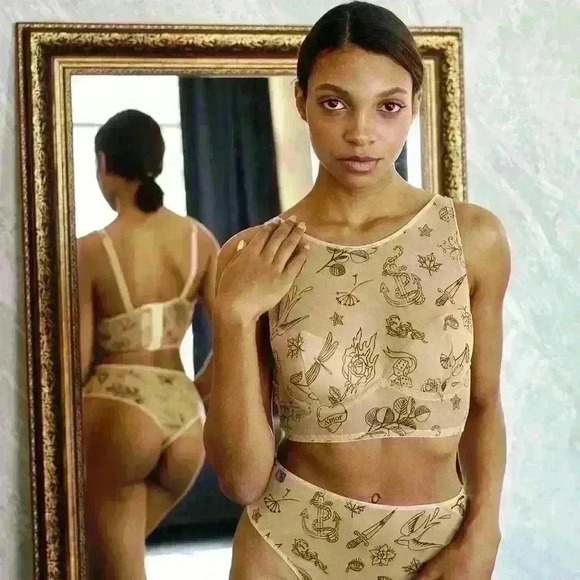 Bra-Top Bustier Tattoo Print Less  Is Amor NWT - Picture 5 of 5